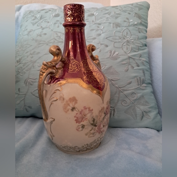 Antique Red & Gold 1891 Royal Saxe Erdmann Schlegelmilch Double Handled Vase - Picture 2 of 16
